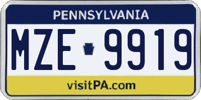 PA license plate MZE9919