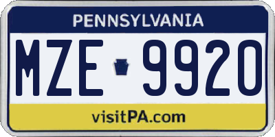 PA license plate MZE9920