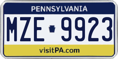 PA license plate MZE9923