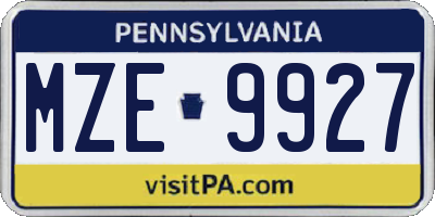 PA license plate MZE9927