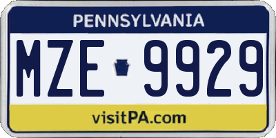 PA license plate MZE9929