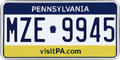 PA license plate MZE9945
