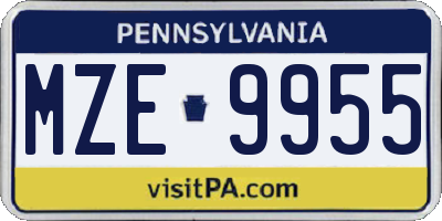 PA license plate MZE9955