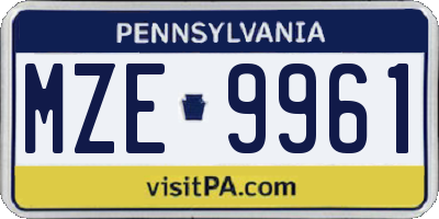 PA license plate MZE9961