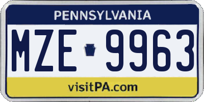 PA license plate MZE9963