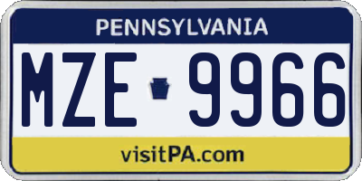 PA license plate MZE9966