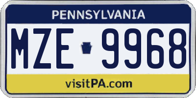 PA license plate MZE9968
