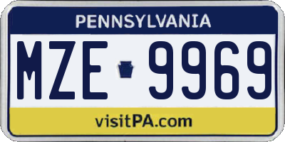 PA license plate MZE9969