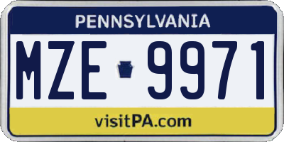 PA license plate MZE9971