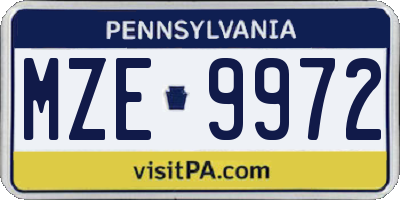 PA license plate MZE9972
