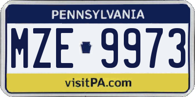 PA license plate MZE9973