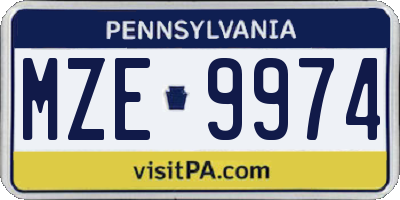 PA license plate MZE9974