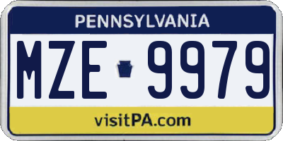 PA license plate MZE9979
