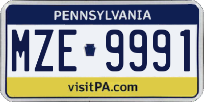 PA license plate MZE9991