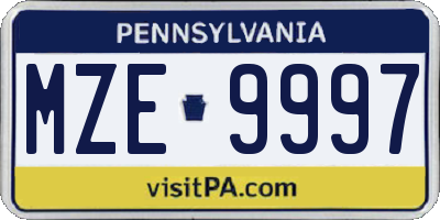 PA license plate MZE9997