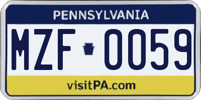 PA license plate MZF0059