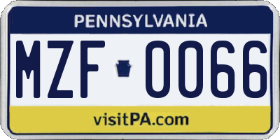 PA license plate MZF0066