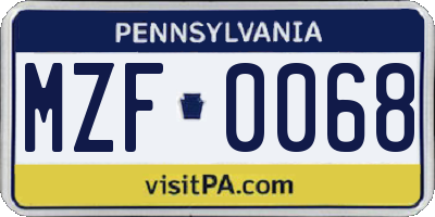 PA license plate MZF0068