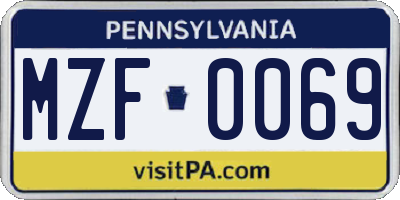 PA license plate MZF0069