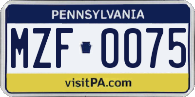 PA license plate MZF0075