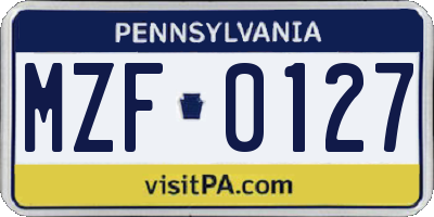 PA license plate MZF0127