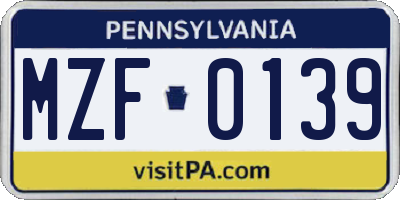 PA license plate MZF0139