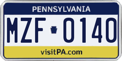 PA license plate MZF0140