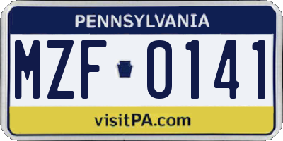 PA license plate MZF0141