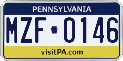 PA license plate MZF0146
