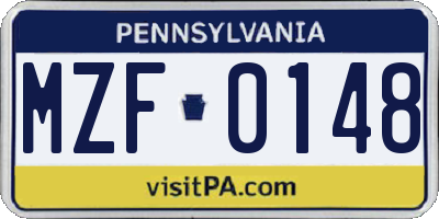 PA license plate MZF0148