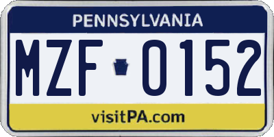PA license plate MZF0152
