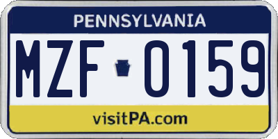 PA license plate MZF0159