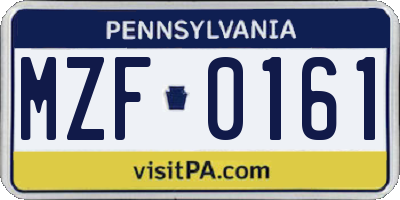 PA license plate MZF0161