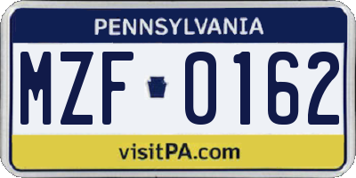PA license plate MZF0162