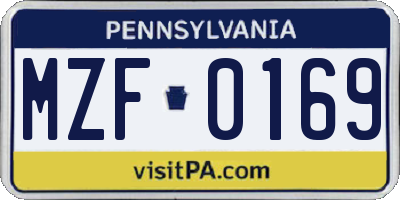 PA license plate MZF0169