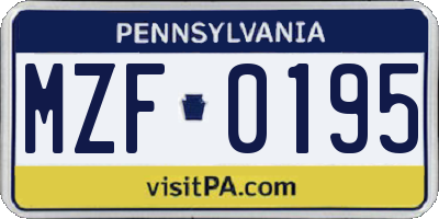 PA license plate MZF0195