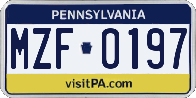 PA license plate MZF0197