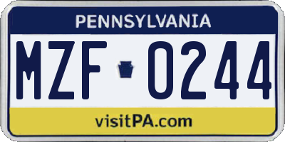 PA license plate MZF0244