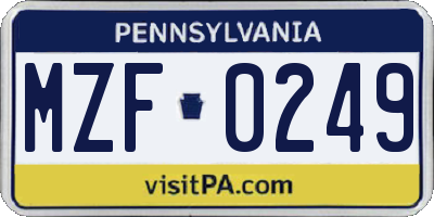 PA license plate MZF0249