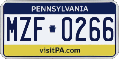 PA license plate MZF0266