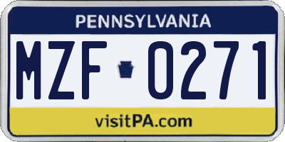 PA license plate MZF0271
