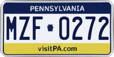 PA license plate MZF0272