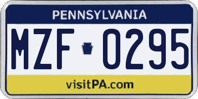 PA license plate MZF0295