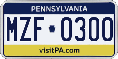 PA license plate MZF0300