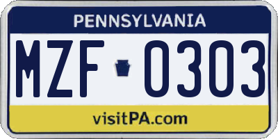 PA license plate MZF0303