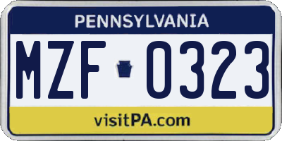 PA license plate MZF0323