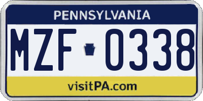 PA license plate MZF0338