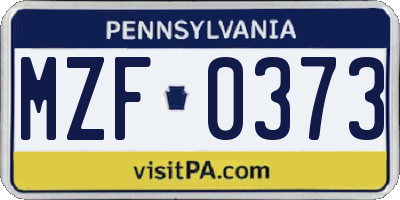 PA license plate MZF0373