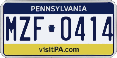 PA license plate MZF0414