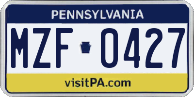 PA license plate MZF0427